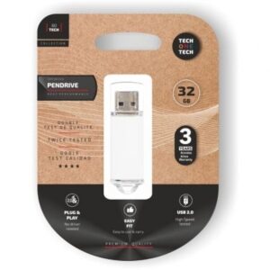 Pendrive 32GB Tech One Tech Basic USB 2.0/ Blanco - Imagen 1