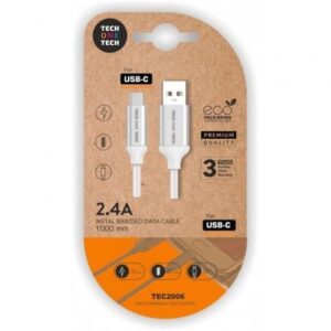 Cable USB 2.0 Tech One Tech TEC2006/ USB Tipo-C Macho - USB Macho/ 1m/ Blanco - Imagen 1