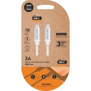Cable USB 2.0 Tipo-C Tech One Tech TEC2204/ USB Tipo-C Macho - USB Tipo-C Macho/ 1m/ Blanco - Imagen 1