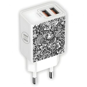 Cargador de Pared Tech One Tech Art-Deco TEC2510/ 2xUSB/ 2.4A/ Blanco - Imagen 1