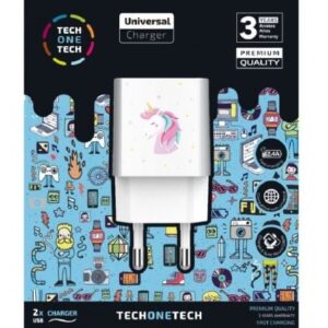 Cargador de Pared Tech One Tech Unicornio Dream/ 2xUSB/ 2.4A/ Blanco - Imagen 1