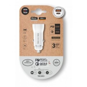 Cargador de Coche Tech One Tech TEC2813/ 1xUSB-Tipo C/ 1xUSB/ 38W - Imagen 1