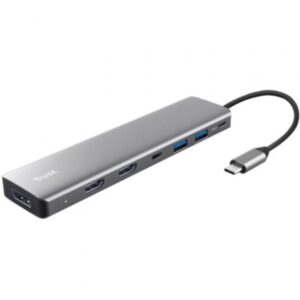 Docking USB Tipo-C Trust Dalyx/ 2xUSB/ 2xHDMI/ 1xDisplayPort/ 1xUSB Tipo-C PD/ Gris - Imagen 1