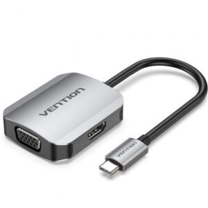 Conversor Vention TDIHB/ USB Tipo-C Macho/ VGA Hembra - HDMI Hembra/ 15cm/ Plata - Imagen 1