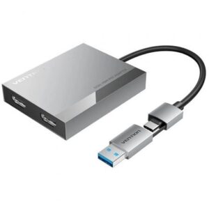 Conversor Vention ACXHB/ USB Tipo-C Macho/ USB Macho - 2x HDMI Hembra/ 15cm/ Gris - Imagen 1