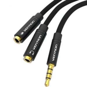 Cable Estéreo Vention BBMBY/ Jack 3.5 Macho - 2x Jack 2.5 Hembra/ 30cm/ Negro - Imagen 1