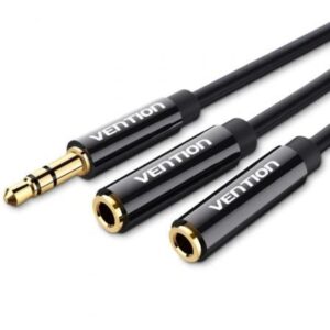 Cable Estéreo Vention BBSBY/ Jack 3.5 Macho - 2x Jack 3.5 Hembra/ 30cm/ Negro - Imagen 1