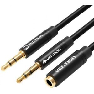 Cable Estéreo Vention BBUBY/ 2x Jack 3.5 Macho - Jack 3.5 Hembra/ 30cm/ Negro - Imagen 1