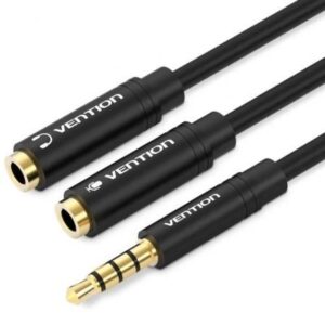 Cable Estéreo Vention BBVBY/ Jack 3.5 Macho - 2x Jack 3.5 Hembra/ 30cm/ Negro - Imagen 1