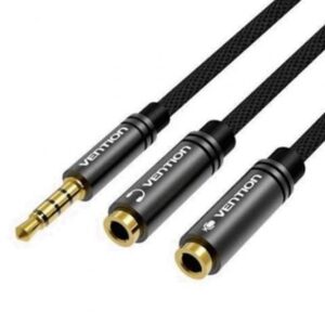 Cable Estéreo Vention BBWBY/ Jack 3.5 Macho - 2x Jack 3.5 Hembra/ 30cm/ Negro - Imagen 1