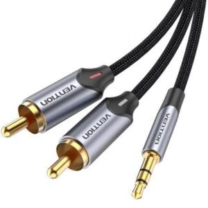 Cable Audio Vention BCNBG/ 2x RCA Macho - Jack 3.5 Macho/ 1.5m/ Gris - Imagen 1