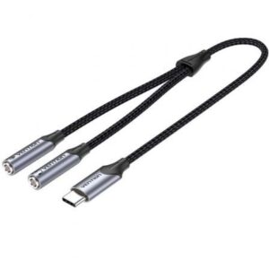 Cable Conversor USB Tipo-C Vention BGNHY/ USB Tipo-C Macho - 2x Jack 3.5 Hembra/ 30cm/ Gris - Imagen 1
