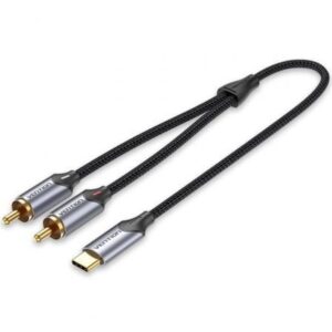 Cable Conversor Vention BGUHI/ 2x RCA Macho - USB Tipo-C Macho/ 3m/ Gris - Imagen 1