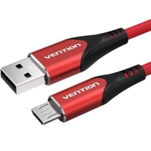 Cable USB 2.0 Vention COARF/ USB Macho - MicroUSB Macho/ Hasta 60W/ 480Mbps/ 1m/ Rojo - Imagen 1