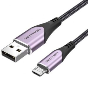 Cable USB 2.0 Vention COAVG/ USB Macho - MicroUSB Macho/ Hasta 60W/ 480Mbps/ 1.5m/ Purpura - Imagen 1