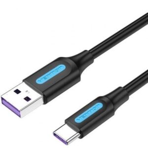 Cable USB 2.0 Tipo-C Vention CORBH/ USB Macho - USB Tipo-C Macho/ Hasta 100W/ 480Mbps/ 2m/ Negro - Imagen 1