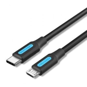 Cable USB 2.0 Tipo-C Vention COVBF/ USB Tipo-C Macho - MicroUSB Macho/ Hasta 10W/ 480Mbps/ 1m/ Negro - Imagen 1