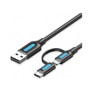 Cable USB 2.0 Vention CQDBD/ USB Macho - MicroUSB Macho/ USB Tipo-C Macho/ 480Mbps/ 50cm/ Negro - Imagen 1