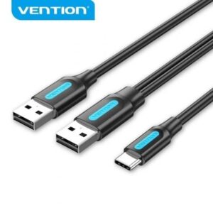 Cable USB 2.0 Vention CQKBF/ USB Tipo-C Macho - 2x USB Macho/480Mbps/ 1m/ Negro - Imagen 1