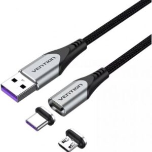 Cable USB 2.0 Vention CQNHD/ USB Macho/ MicroUSB Macho - USB Tipo-C Macho/ 50cm/ Gris - Imagen 1