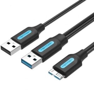 Cable USB 3.0 Vention CQPBF/ USB Macho - MicroUSB Macho/ USB 2.0 Macho/ 5Gbps/ 1m/ Negro - Imagen 1