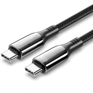 Cable USB 2.0 Tipo-C 5A 100W Vention CTKBH/ USB Tipo-C Macho - USB Tipo-C Macho/ Hasta 100W/ 480Mbps/ 2m/ Negro - Imagen 1