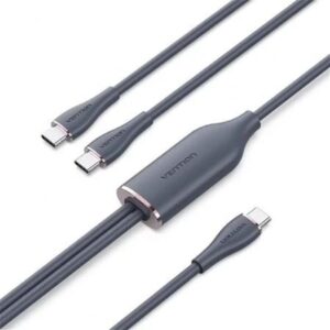 Cable USB 2.0 Tipo-C Vention CTMBG/ USB Tipo-C Macho - 2 x USB Tipo-C Macho/ Hasta 100W/ 480Mbps/ 1.5m/ Negro - Imagen 1