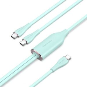 Cable USB 2.0 Tipo-C Vention CTMGG/ USB Tipo-C Macho - 2 x USB Tipo-C Macho/ Hasta 100W/ 480Mbps/ 1.5m/ Verde - Imagen 1