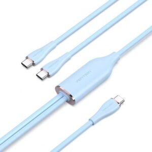 Cable USB Tipo-C Vention CTMSG/ USB Tipo-C Macho - 2 x USB Tipo-C Macho/ Hasta 100W/ 480Mbps/ 1.5m/ Azul - Imagen 1