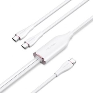 Cable USB 2.0 Tipo-C Vention CTMWG/ USB Tipo-C Macho - 2 x USB Tipo-C Macho/ Hasta 100W/ 480Mbps/ 1.5m/ Blanco - Imagen 1