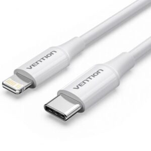 Cable USB 2.0 Tipo-C Lightning Vention LAJWF/ USB Tipo-C Macho - Lightning Macho/ Hasta 27W/ 480Mbps/ 1m/ Blanco - Imagen 1