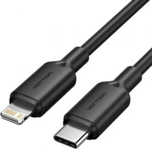 Cable USB 2.0 Tipo-C Lightning Vention LAKBF/ USB Tipo-C Macho - Lightning Macho/ Hasta 27W/ 480Mbps/ 1m/ Negro - Imagen 1
