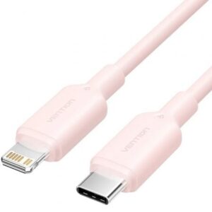 Cable USB 2.0 Tipo-C Lightning Vention LAKPH/ USB Tipo-C Macho - Lightning Macho/ Hasta 27W/ 480Mbps/ 2m/ Rosa - Imagen 1