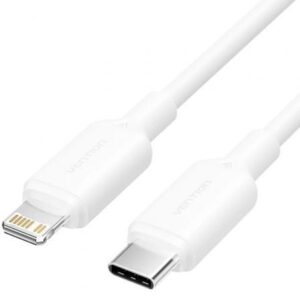 Cable USB 2.0 Tipo-C Lightning Vention LAKWF/ USB Tipo-C Macho - Lightning Macho/ Hasta 27W/ 480Mbps/ 1m/ Blanco - Imagen 1