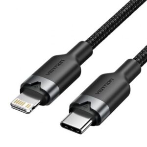 Cable USB Tipo-C Lightning Vention LALBF/ USB Tipo-C Macho - Lightning Macho/ 27W/ 480Mbps/ 1m/ Negro - Imagen 1