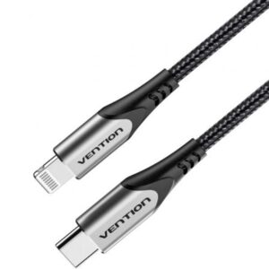 Cable USB 2.0 Tipo-C Lightning Vention TACHH/ USB Tipo-C Macho - Lightning Macho/ Hasta 27W/ 480Mbps/ 2m/ Gris y Negro - Imagen 1
