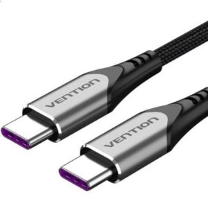 Cable USB 2.0 Tipo-C Vention TAEHG/ USB Tipo-C Macho - USB Tipo-C Macho/ Hasta 100W/ 480Mbps/ 1.5m/ Gris - Imagen 1