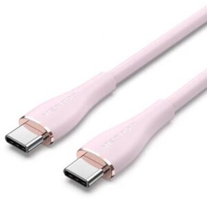 Cable USB 2.0 Tipo-C Vention TAWPF/ USB Tipo-C Macho - USB Tipo-C Macho/ Hasta 100W/ 480Mbps/ 1m/ Rosa - Imagen 1