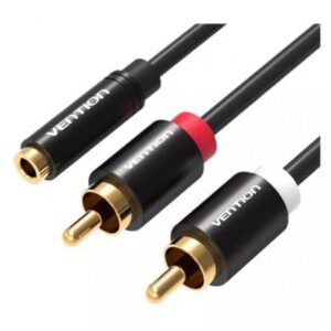 Cable Estéreo Vention VAB-R01-B200/ Jack 3.5 Hembra - 2x RCA Macho/ 2m/ Negro - Imagen 1