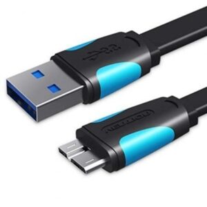 Cable USB 3.0 Vention VAS-A12-B100/ MicroUSB Macho - USB Macho/ Hasta 10W/ 5Gbps/ 1m/ Azul y Negro - Imagen 1