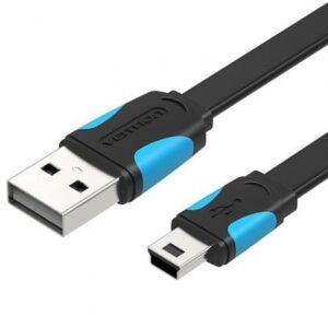 Cable USB 2.0 Vention VAS-A14-B100/ Mini USB Macho - USB Macho/ Hasta 10W/ 480Mbps/ 1m/ Azul y Negro - Imagen 1