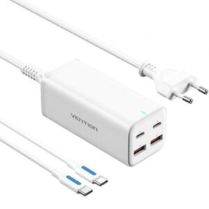 Cargador de Pared Vention FBSWG-EU/ 2xUSB Tipo-C + Cable USB Tipo-C/ 2xUSB/ 100W - Imagen 1