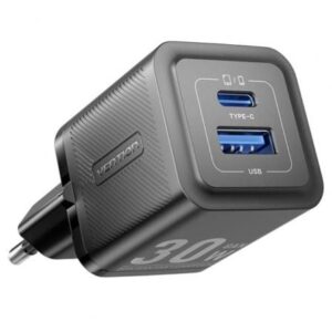 Cargador de Pared GaN Vention FEQB0-EU/ 1xUSB Tipo-C/ 1xUSB/ 30W - Imagen 1