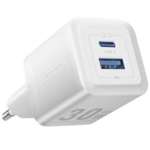 Cargador de Pared GaN Vention FEQW0-EU/ 1xUSB Tipo-C/ 1xUSB/ 30W - Imagen 1