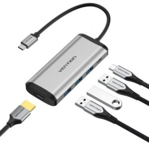 Docking USB Tipo-C Vention CNBHB/ 1xHDMI/ 3xUSB/ 1xUSB Tipo-C PD/ Gris - Imagen 1