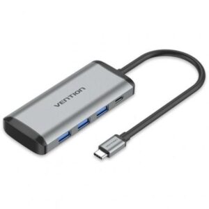 Docking USB Tipo-C Vention TGRHB/ 3xUSB/ 1xLector Tarjetas/ 1xUSB Tipo-C PD/ Gris - Imagen 1