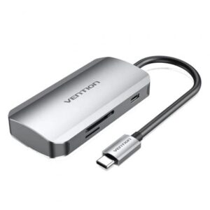 Docking USB Tipo-C Vention TNHHB/ 3xUSB/ 1xUSB Tipo-C PD/ 1xLector Tarjetas SD y MicroSD/ Gris - Imagen 1