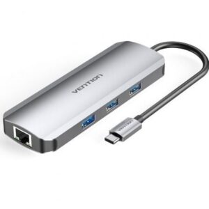 Docking USB Tipo-C Vention TOKHB/ 1xHDMI/ 3xUSB/ 1xUSB Tipo-C PD/ 1xRJ45/ 1xLector Tarjetas SD y MicroSD/ Gris - Imagen 1