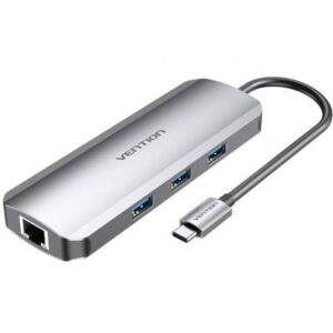 Docking USB Tipo-C Vention TOLHB/ 1xHDMI/ 3xUSB/ 1xUSB Tipo-C PD/ 1xRJ45/ 1xLector Tarjetas SD/ 1x MicroSD/ Jack 3.5/ Gris - Imagen 1