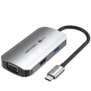 Docking USB Tipo-C Vention TQAHB/ 1xHDMI/ 1xUSB/ 1xVGA/ 1xUSB Tipo-C PD/ Gris - Imagen 1
